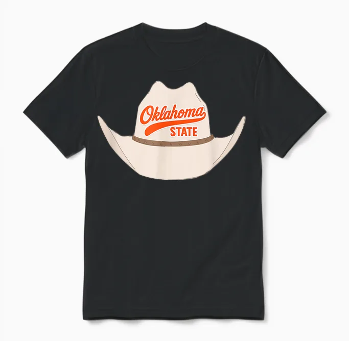 State of Oklahoma Cowboy Hat for Oklahoma Pride Unisex T-Shirt in Black