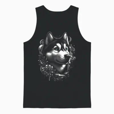 Cooler Husky Mit Blauen Augen Und Blumen Deko Unisex Tank Top - Black