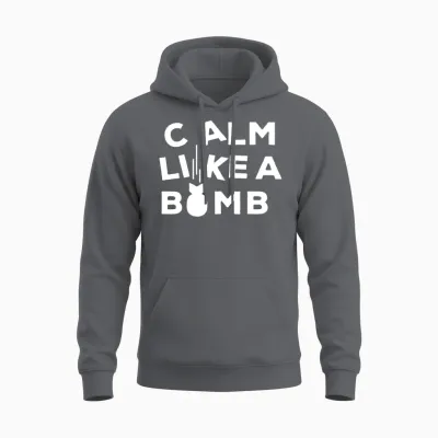 Calm Like a Bomb Retro Unisex Hoodie - Charcoal