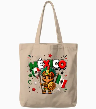 T-Shirt Drapeau Du Mexique, Carte Mexicaine Pour Enfants Et Filles Tote Bags - Natural