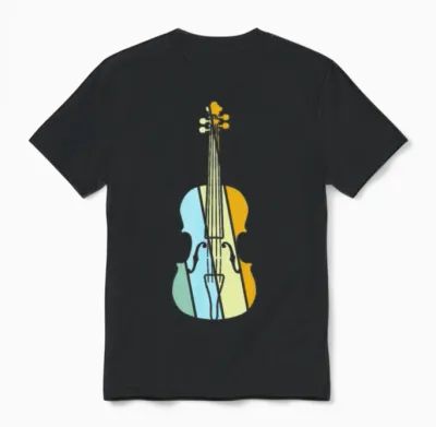 Violin Retro Unisex T-Shirt - Black