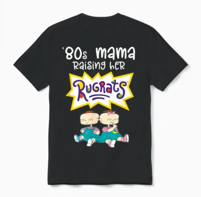 Mademark X Rugrats - 80s Mama Raising Her Rugrats - Phil & Lil Unisex T-Shirt - Black