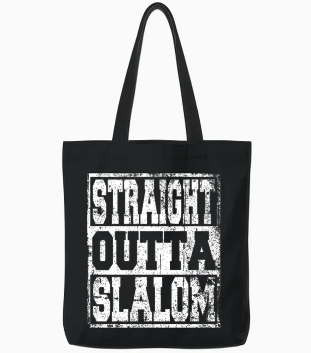 Slalom Saying Funny Tote Bags in Black