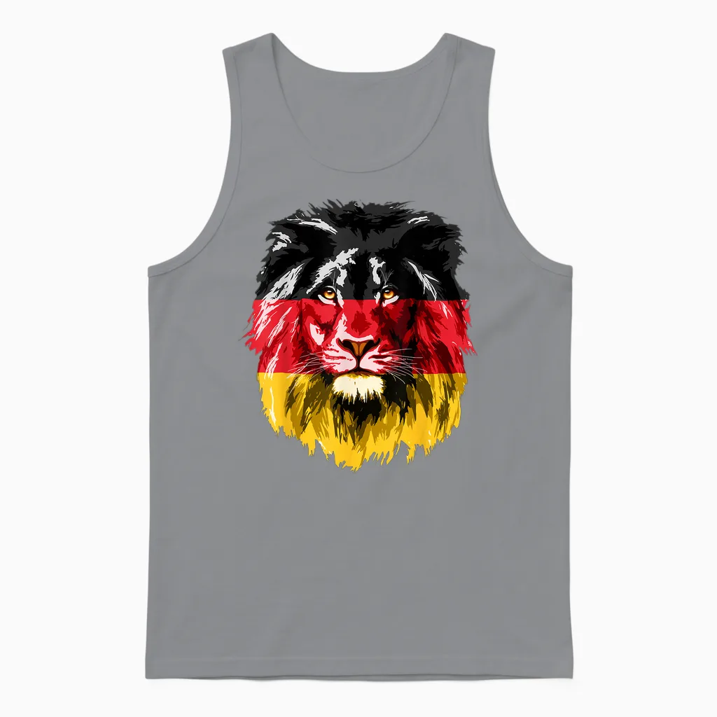 Deutschland Flagge - Germany Flag Lion Face Deutschland Unisex Tank Top in Sport Grey