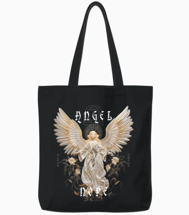 Guardian Angel Wings Angel Wings Saint Angel T-Shirt, Black Tote Bags in Black