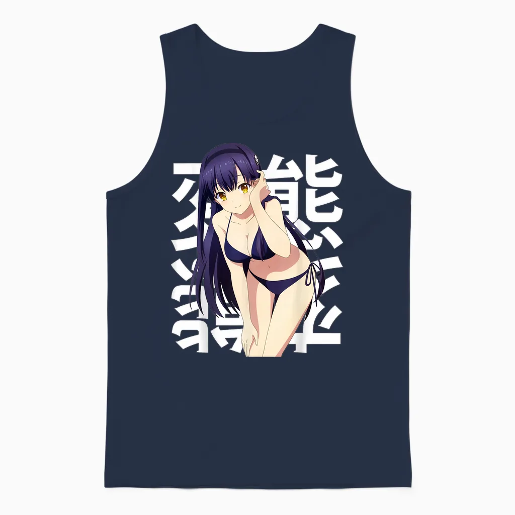 Cosplay Animé Belle Fille Obscène Et Mignonne Kawaii Waifu Otaku Unisex Tank Top in Navy