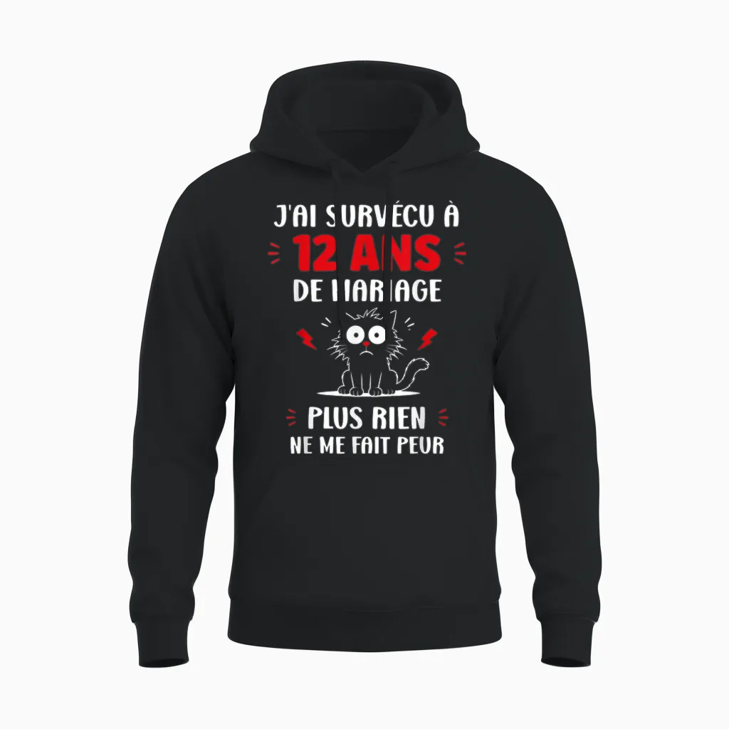 Couple 12 Ans Blague Humour Anniversaire De Mariage 12 Ans Unisex Hoodie in Black