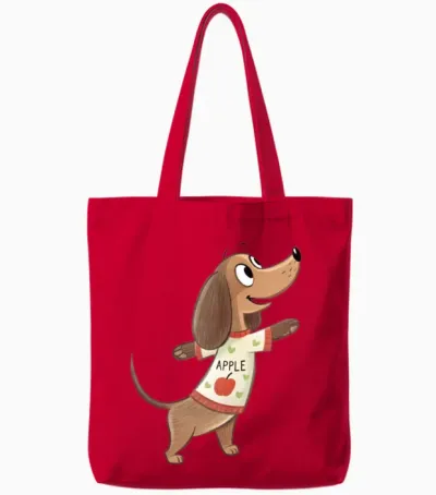 Cute Dog Tote Bags - Red