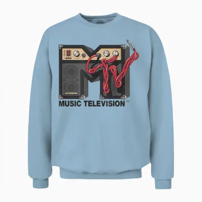 Mtv Amp Speaker Guitar Cable Amplifier Stereo Sound Mtv Unisex Sweatshirt - Light Blue