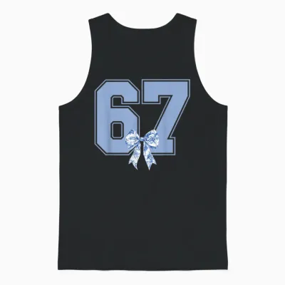 67 Meme Coquette Toile Blue Bow Funny Six Seven Girls Unisex Tank Top - Black