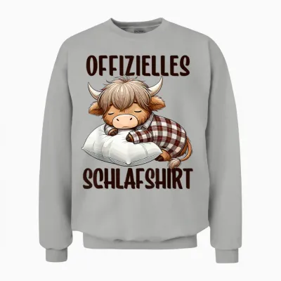 Official Sleep Shirt Highland Cow Highland Cow Sleep T-Shirt, Gray Unisex Sweatshirt - Ash