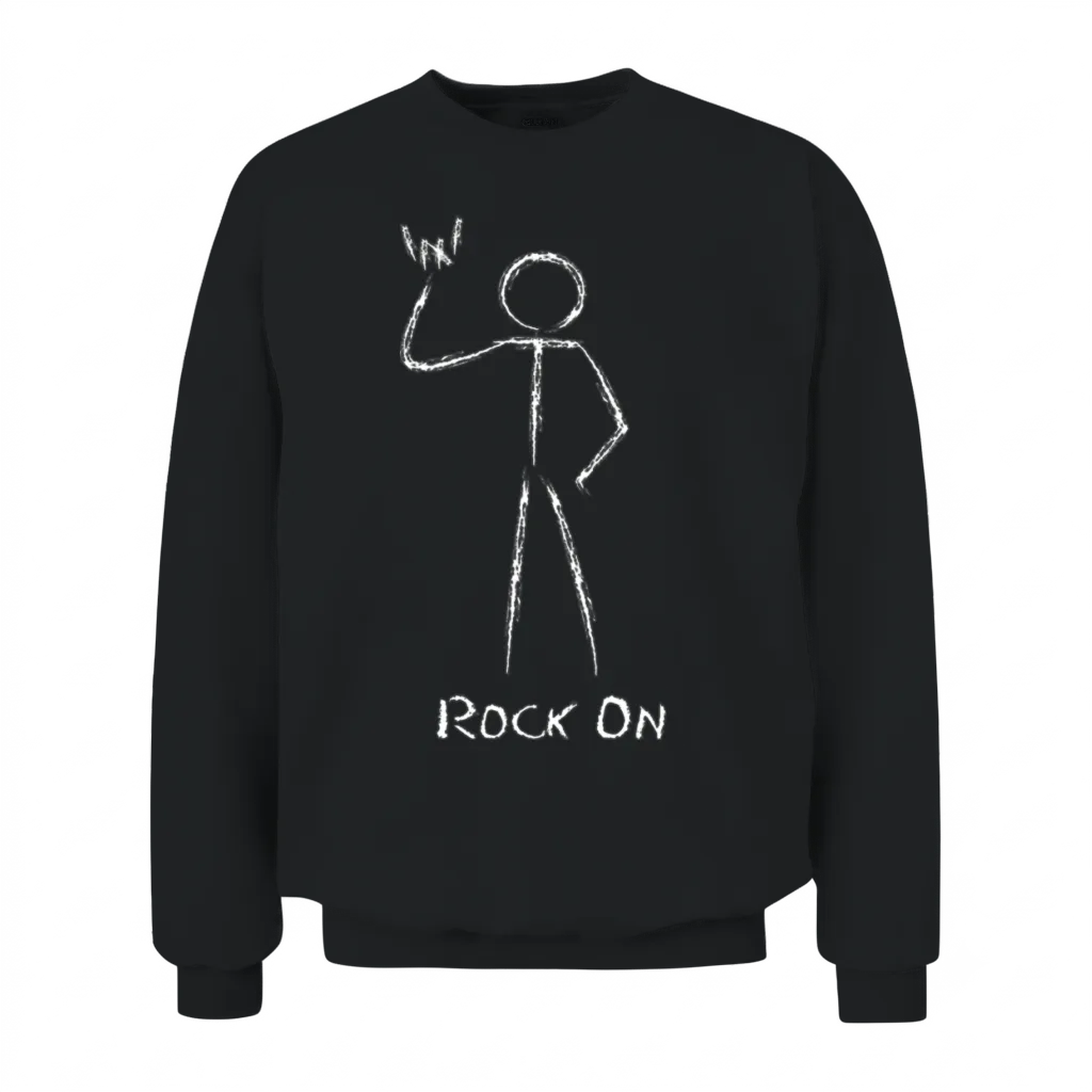 Stickman Rock On Unisex Sweatshirt - Black