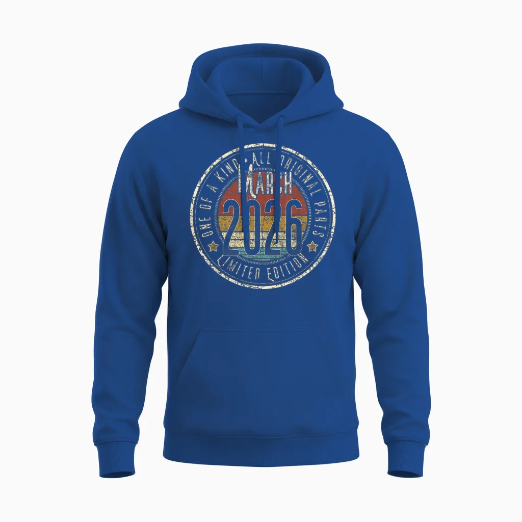 - 1er Anniversaire Vintage Mars 2026 Retro Limited Edition Unisex Hoodie in Royal