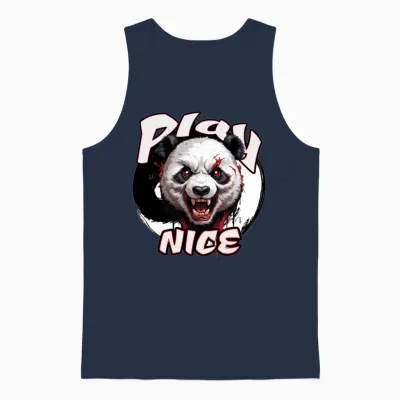 'play Nice' Beast Panda Yin Yang Gd Unisex Tank Top - Navy