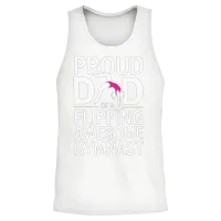 Proud Dad of Flipping Awesome Funny Gymnastics Dad Unisex Tank Top - White – 2