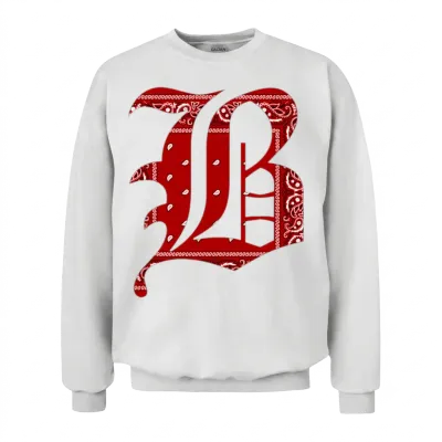 Capital B Red Bandana Blood Piru Gangster Brim Unisex Sweatshirt - White