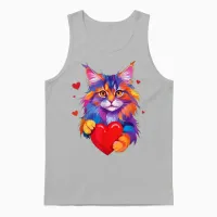 Chemise Maine Coon Cat - Graphique Coloré Maine Coon Heart Unisex Tank Top in Ash - 1