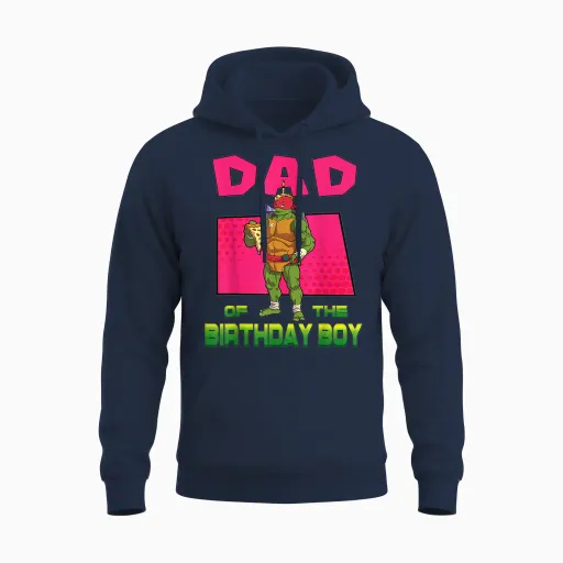 Mademark X Teenage Mutant Ninja Turtles - Raphael Daddy of the Birthday Boy Pizza Theme Party Unisex Hoodie - Navy
