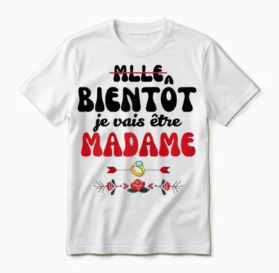 Evjf Mademoiselle Soon Je Vais être Madame Future Bride T-Shirt, White, Female X-Small Unisex T-Shirt - White