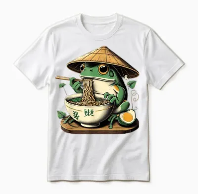 Frog Eating Ramen Kawaii Neko Japanese Noodles Anime Lovers Unisex T-Shirt - White