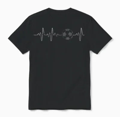 Soccer Heartbeat Unisex T-Shirt - Black