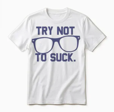 Try Not to Suck Book Movie Reading Unisex T-Shirt - White