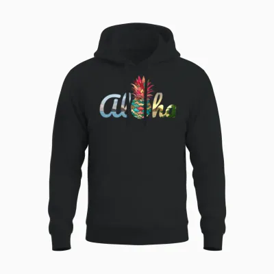 Cute Aloha Hawaii Pineapple Mermaid Coral Girls Unisex Hoodie - Black
