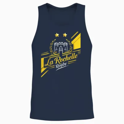 La Rochelle 2 Stars Rugby Supporter Rochelais Gift T-Shirt, Black, S Unisex Tank Top - Navy