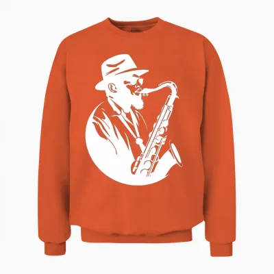 Homme Le Saxophoniste Dessine La Fête Des Pères T-Shirt Haut De Gamme Unisex Sweatshirt - Orange