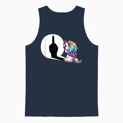 Funny Unicorn with Middle Finger - Morgenmuffel Unisex Tank Top - Navy