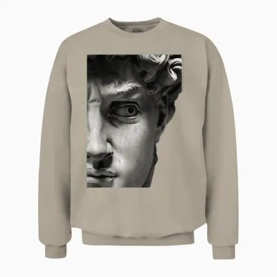 Statue of David X Michelangelo T-Shirt, Black, S Unisex Sweatshirt - Sand