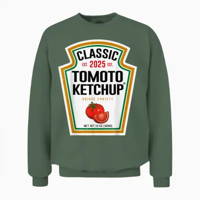 Tomato Ketchup Condiment Diy Halloween Costume Matching Unisex Sweatshirt - Military Green