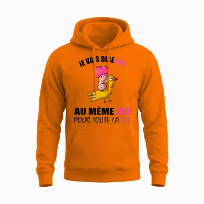 Evjf Same Zizi T-Shirt for the Whole Life Bride to Be T-Shirt, White Unisex Hoodie - Safety Orange