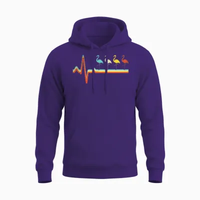 Flamingo Retro Heartbeat Unisex Hoodie - Purple