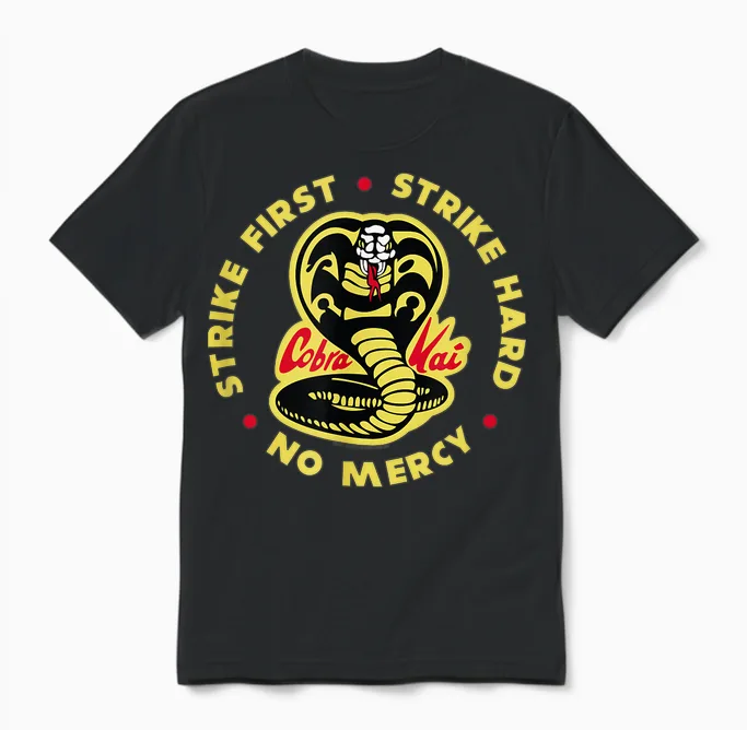Cobra Kai Hit the First Cobra Logo Unisex T-Shirt in Black