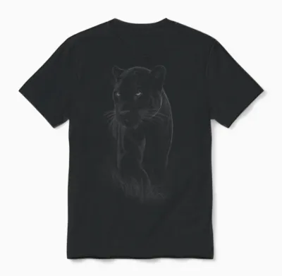 Kinder Panther Wild Black Cat Portrait Africa Animal Unisex T-Shirt - Black