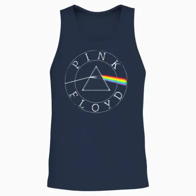 Pink Floyd Rock Band Prism Circle Logo Unisex Tank Top - Navy