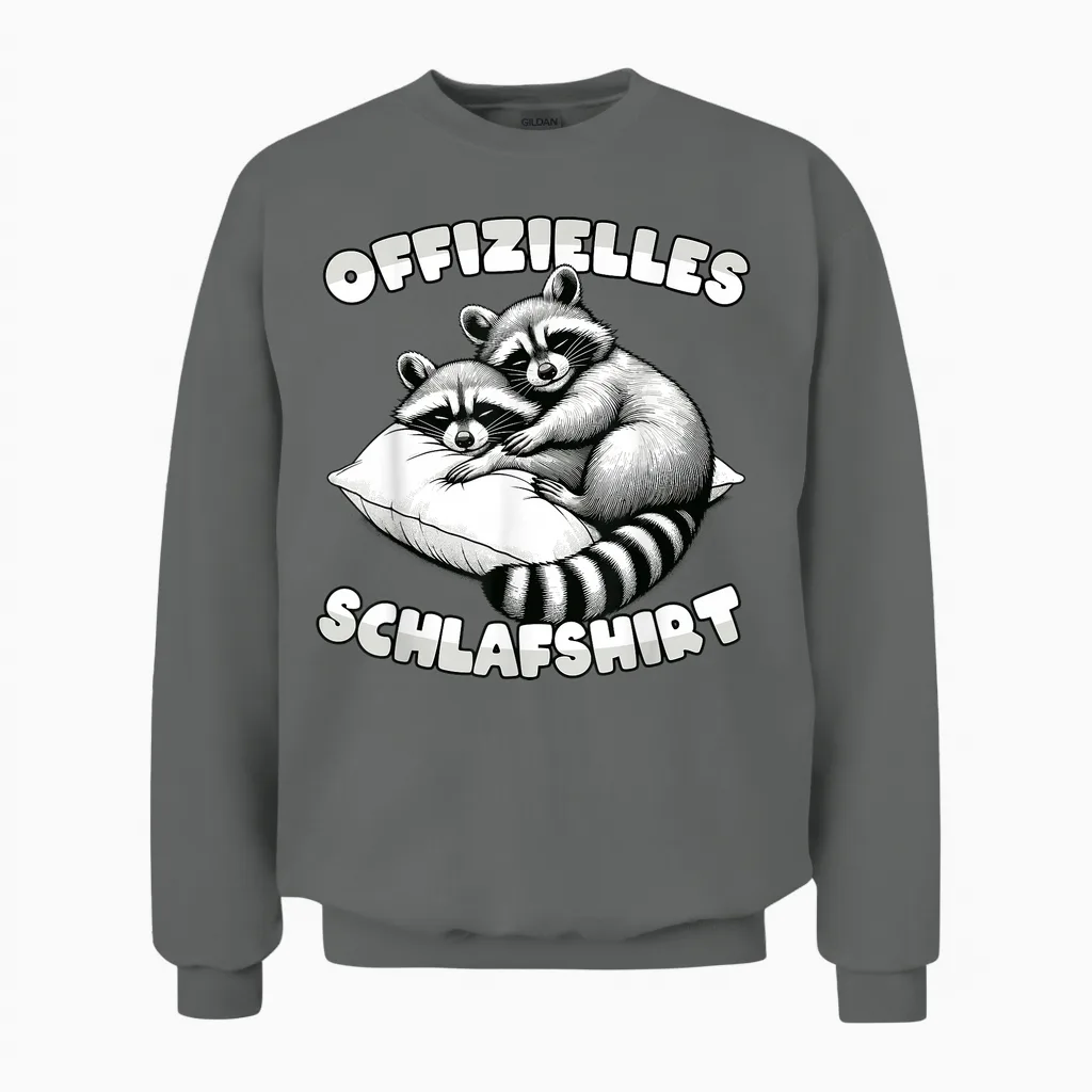 Official Sleepshirt Raccoon Pyjamas Sleep Funny T-Shirt, Black Unisex Sweatshirt in Graphite Heather