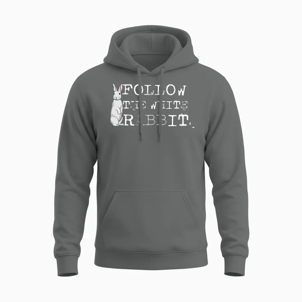 Follow the White Rabbit - Gift Unisex Hoodie in Graphite Heather