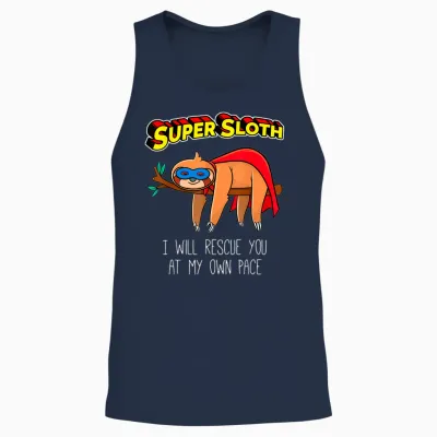 Funny Sloth Superhero Super Sloth Hero Gift Unisex Tank Top - Navy