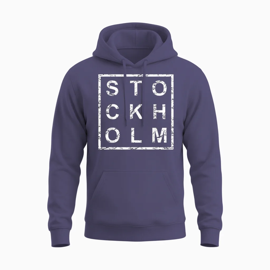 Stylisches Stockholm Schweden Unisex Hoodie in Heather Sport Dark Navy