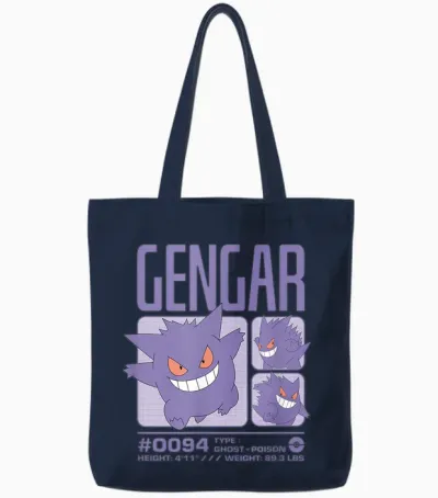 Pokémon - Gengar Pastel Stats Grid Tote Bags - Navy