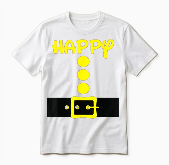 Dwarf Easy Halloween Men Women Kids Costume Matching Group Unisex T-Shirt in White