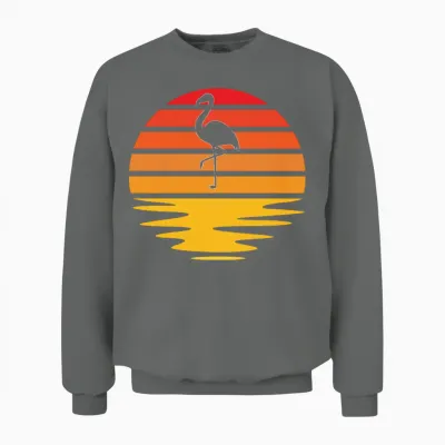 Flamingo Retro Unisex Sweatshirt - Graphite Heather