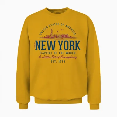 Vintage Look Retro Style United States New York T-Shirt, White Unisex Sweatshirt - Gold