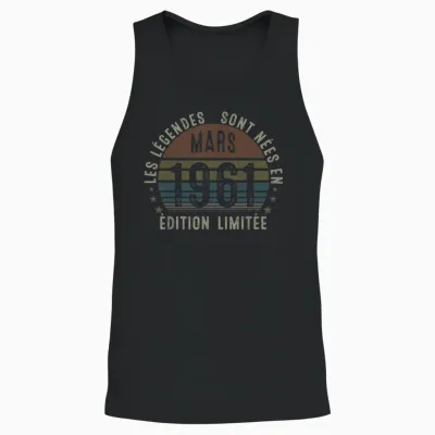 Mars 1961 65 Ans Homme Anniversaire Humour Millésime 1961 Unisex Tank Top - Black
