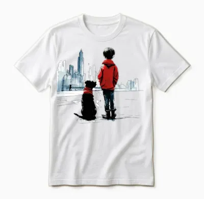 Boy and Dog Unisex T-Shirt - White