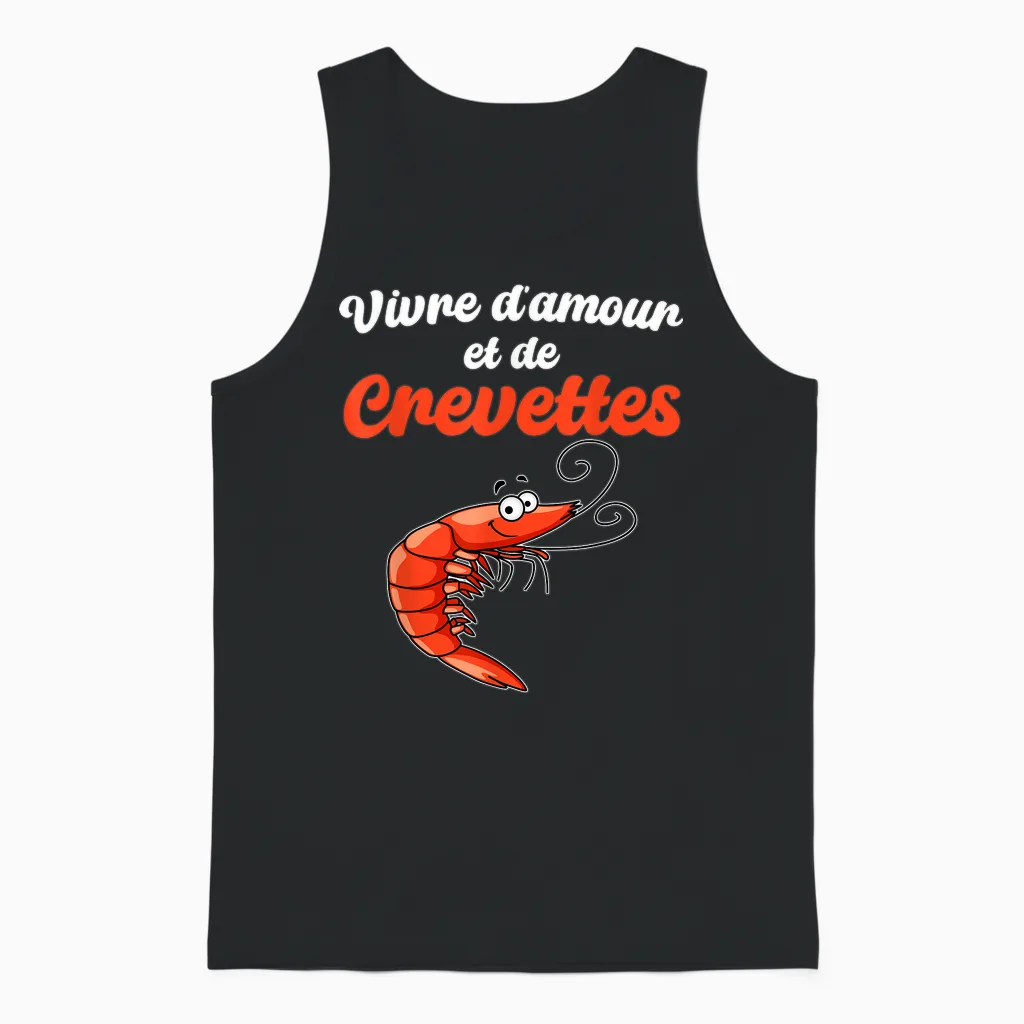 Living Love and Shrimp Humor Crustaceans Shrimp Sea T-Shirt, Black, S Unisex Tank Top in Black