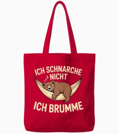 Ich Schnarche Nicht Ich Brumme Bär Sleep Shirt Pyjamas Sleep Tote Bags - Red