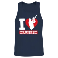 I Love Trumpet Funny Trumpet Player Gift Unisex Tank Top - Navy – 2